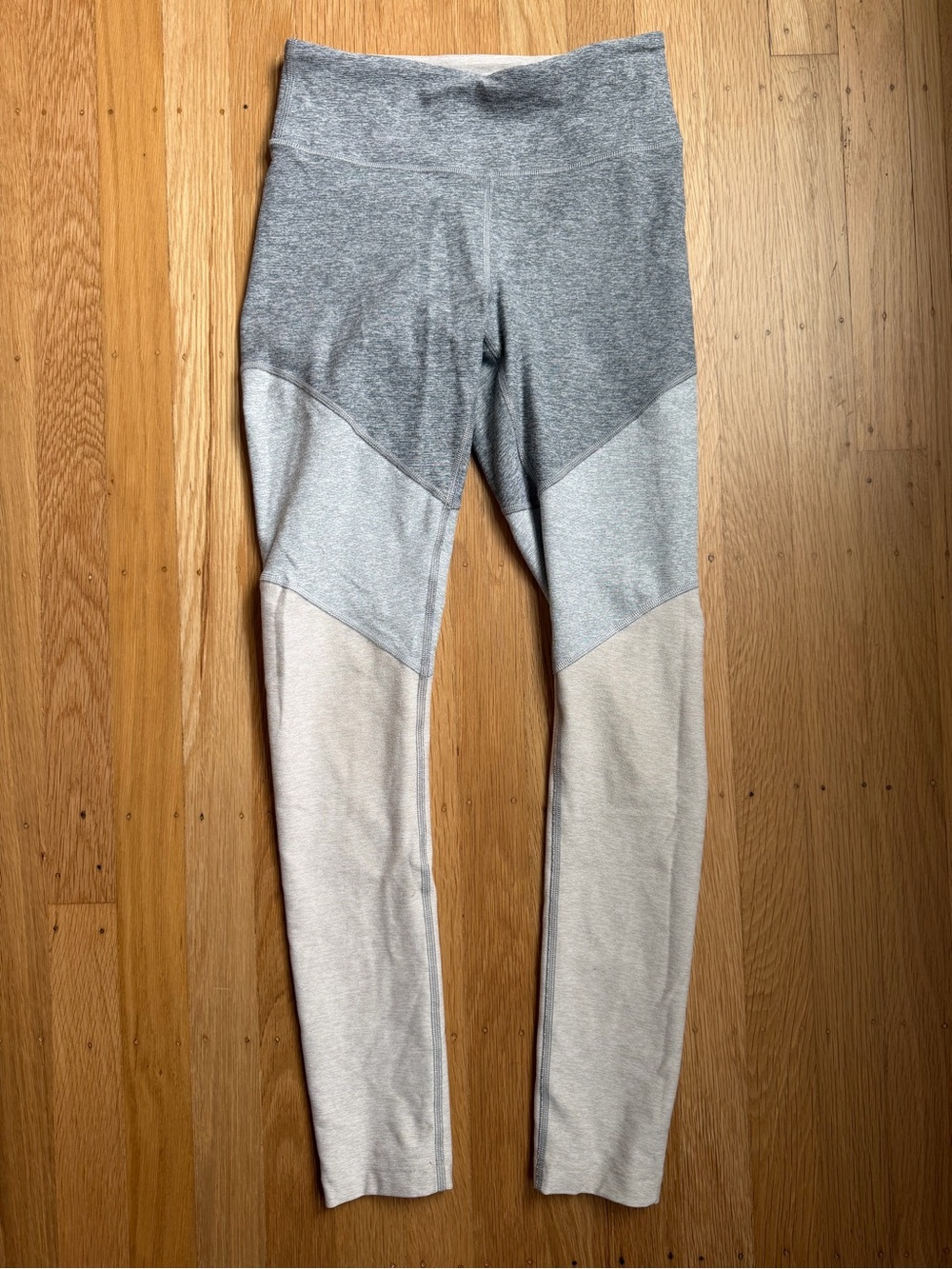 Outdoor Voices Gray and Cream Colorblock High-Rise Leggings